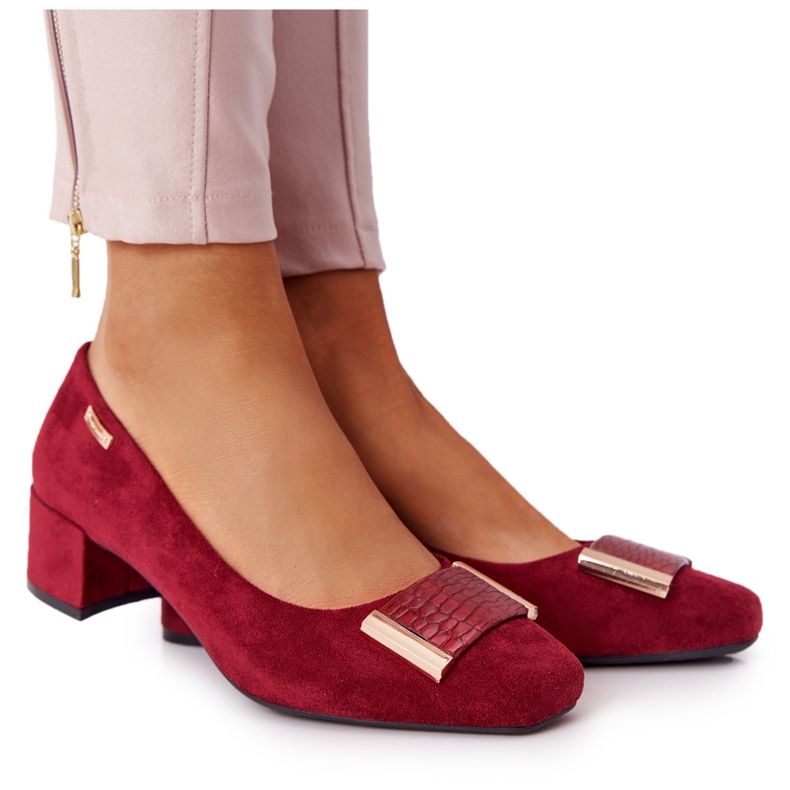 Mocka pumpar på häl Sergio Leone PB142 Burgundy röd mångfärgad