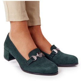 Mocka Pumps På Klack Sergio Leone PB148 Grön