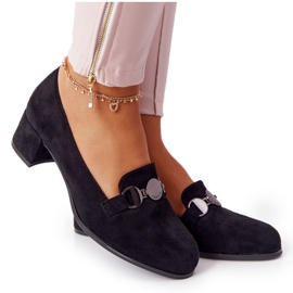 Mocka Pumps På Klack Sergio Leone PB148 Svart