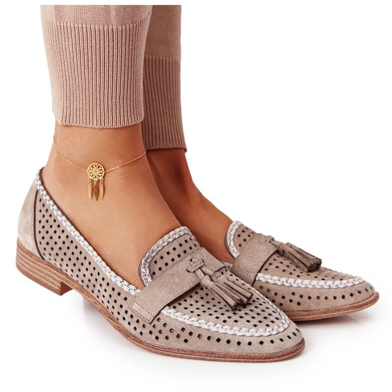 Openwork Loafers Sergio Leone MK735 Beige