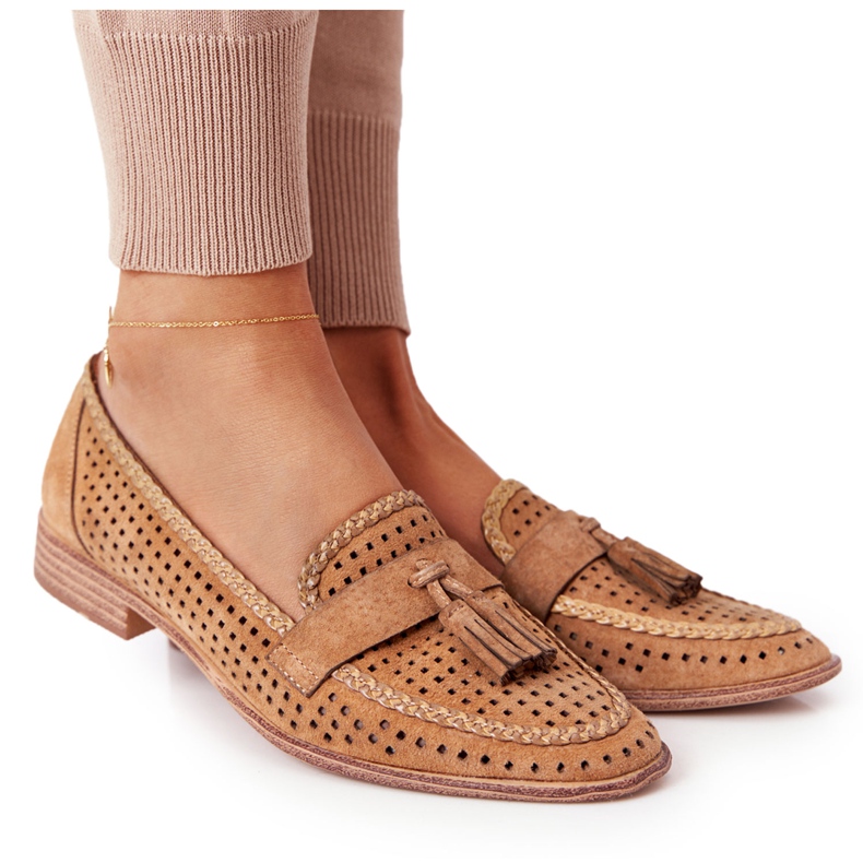 Openwork Loafers Sergio Leone MK735 Camel brun mångfärgad