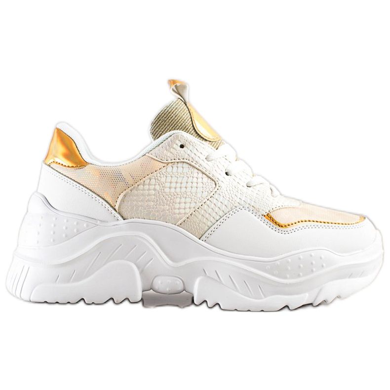 Weide Eco Leather Snake Print Sneakers vit gyllene