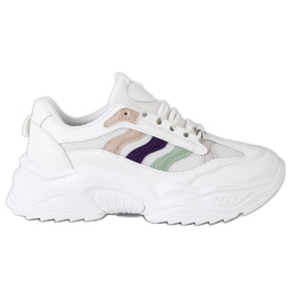 SHELOVET Sneakers med färgglada ränder vit