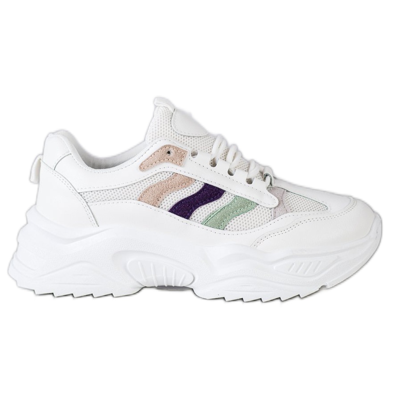 SHELOVET Sneakers med färgglada ränder vit