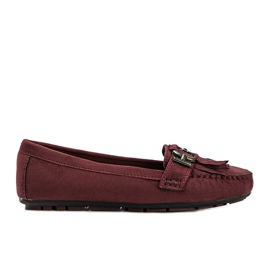 Maroon loafers med ekologisk mocka från Maia röd