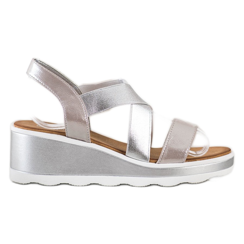 Weide Shiny Wedge Sandals silver-
