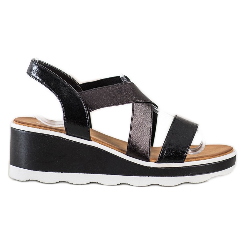 Weide Shiny Wedge Sandals svart