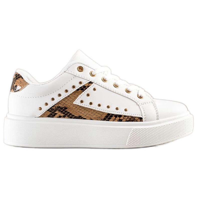 SHELOVET Vita sneakers på plattformen beige svart