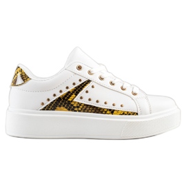 SHELOVET Vita sneakers på plattformen svart gul