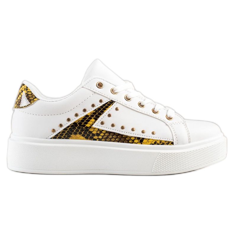 SHELOVET Vita sneakers på plattformen svart gul