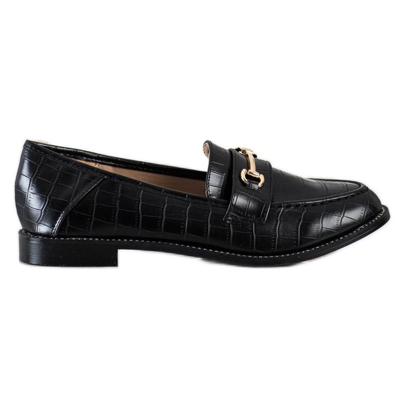 SHELOVET Eleganta Loafers med Cubic Zirconia svart