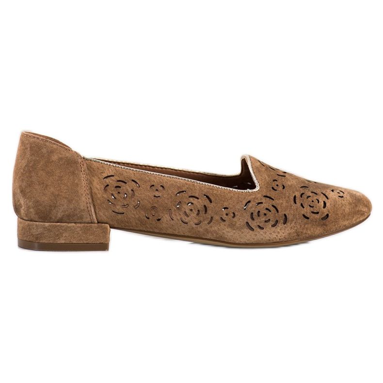 Läderpumpar med rosor Sergio Leone brun