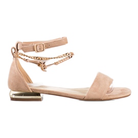 Sandaler med dekorativ kedja VINCEZA brun