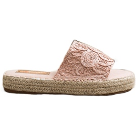 Seastar Tofflor På En Halm Plattform beige rosa