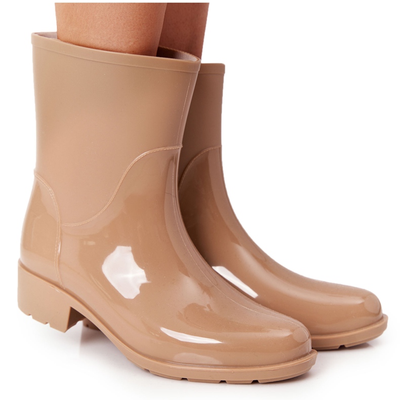 PS1 Glänsande Galoshes Beige Jodhpur -stövlar Rainy Day