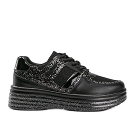 Svarta glittriga sneakers med en tjock Laurel -sula