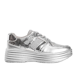 Silverglittriga sneakers med tjock Laurel -sula silver-