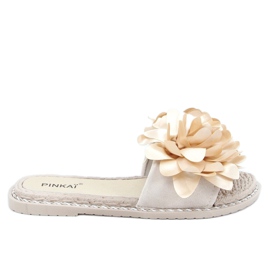 Dam beige tofflor med blommor LS005 Beige