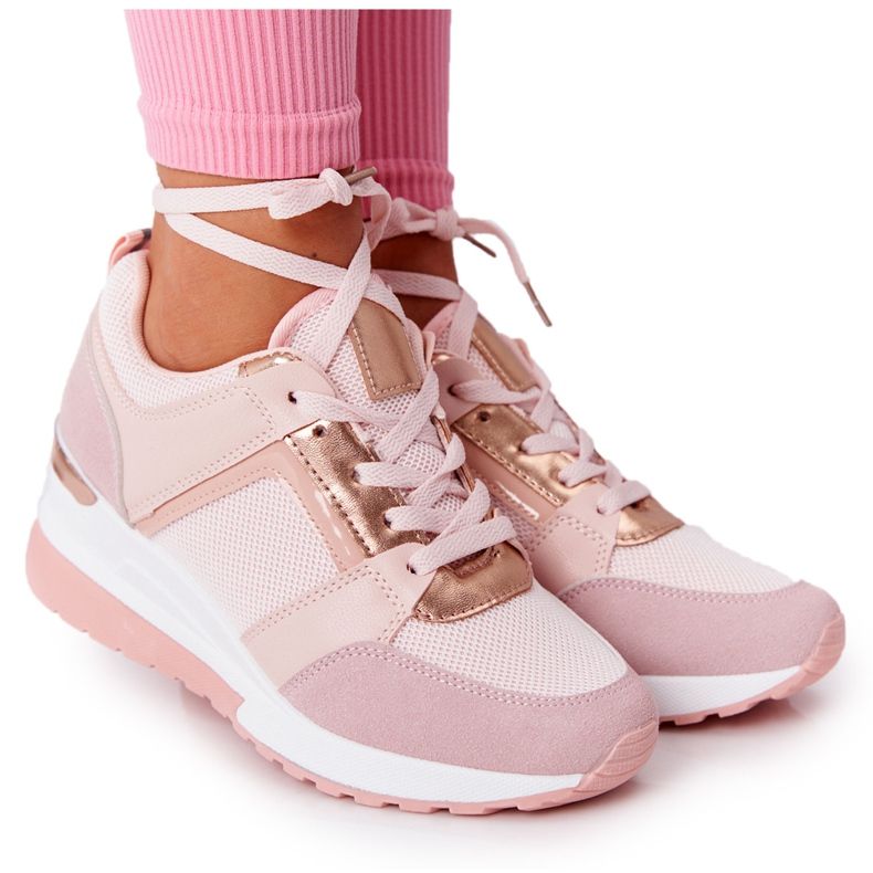 PS1 Wedge Sneakers Pink Bye Bye Love rosa gyllene