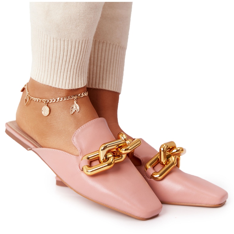 Rosa Call On Me tofflor med överdelar och kedja