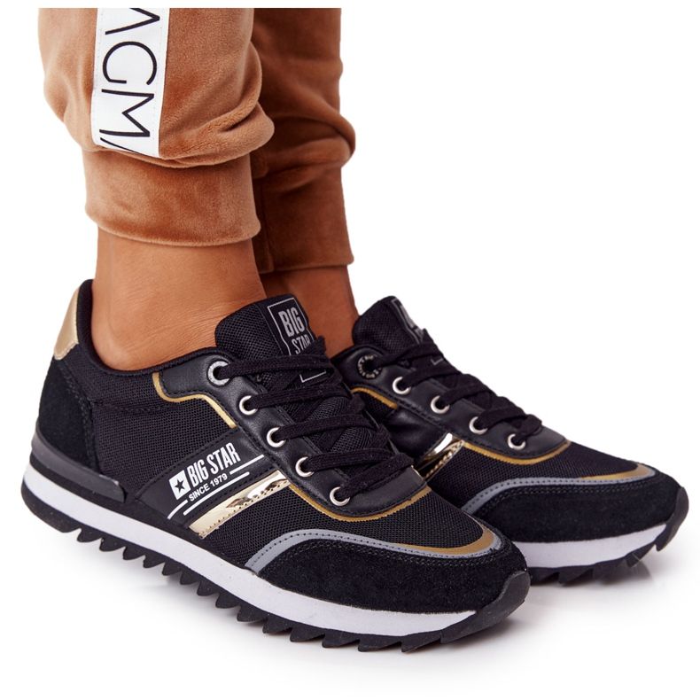 Kvinnors sportskor Memory Foam Big Star HH274272 Svart gyllene