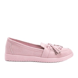 Magdalena rosa loafers med fransar
