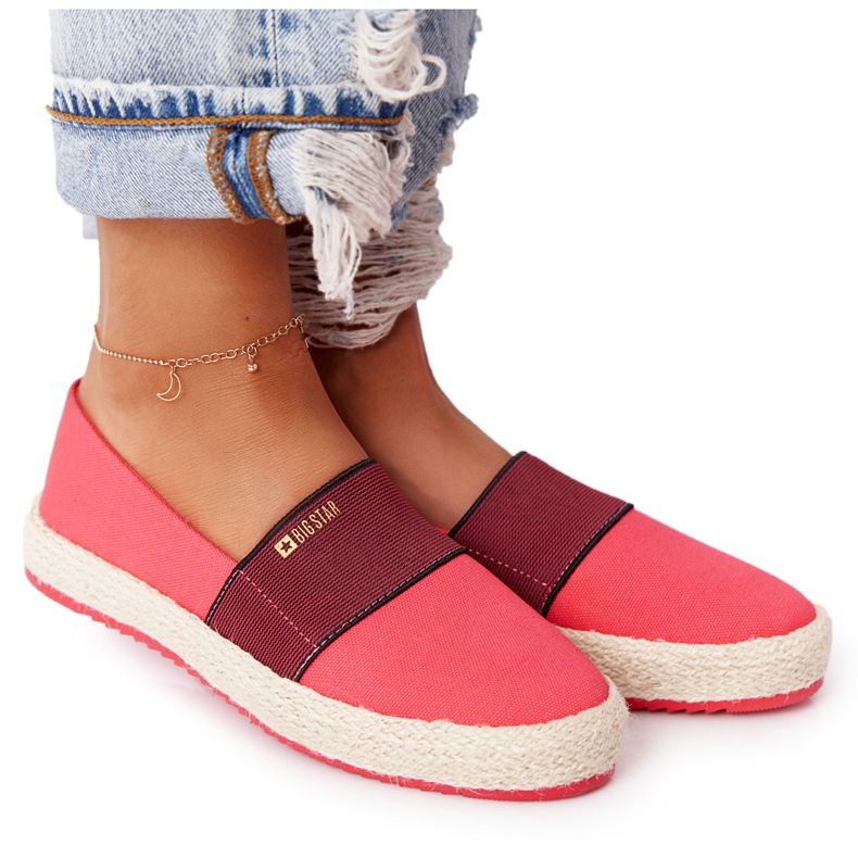 Röd Espadrilles på flätad sula Big Star HH274478