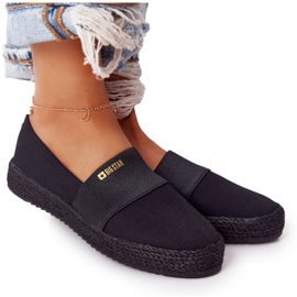 Svart Espadrilles på en flätad sula Big Star HH274482 gyllene