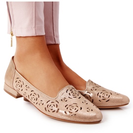 Openwork loafers Sergio Leone BL627 Guld beige gyllene