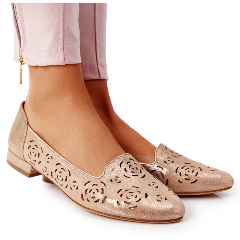 Openwork loafers Sergio Leone BL627 Guld beige gyllene