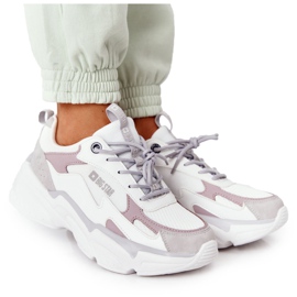 Kvinnors sportskor Memory Foam Big Star HH274255 Vit-violett purpur grå