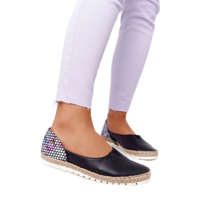 Maciejka 05056-01 Ballerinor i svart läder mångfärgad