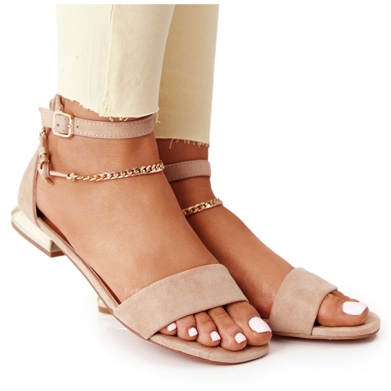 Sandaler på guldklackar Vinceza 21-17119 Beige gyllene