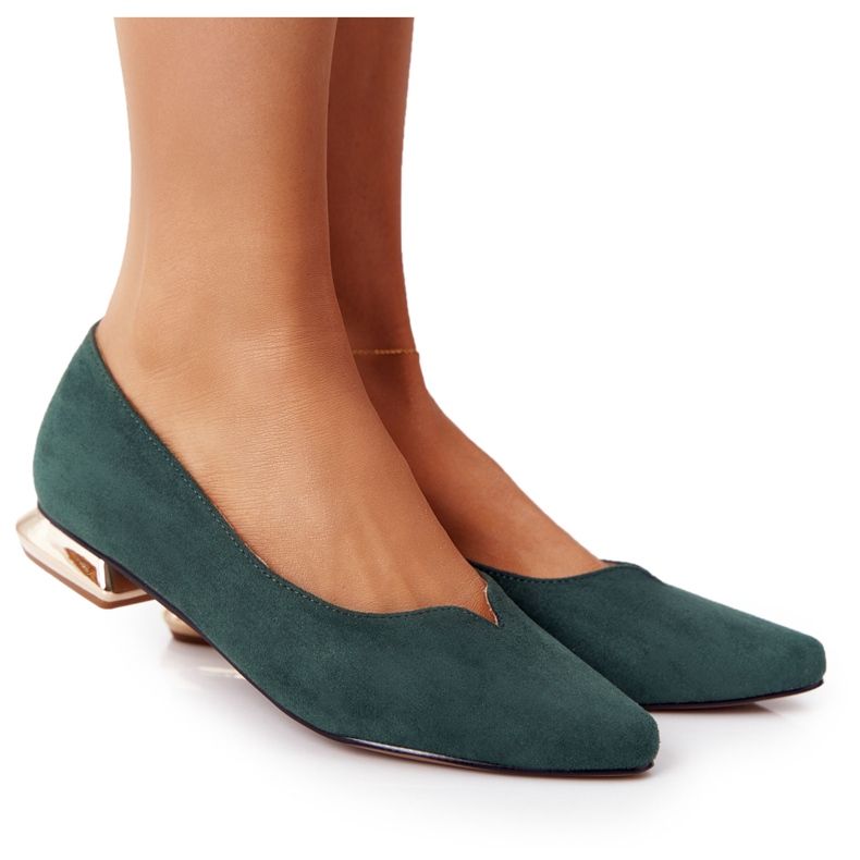 Gröna loafers på guldklackar Vinceza 21-10601