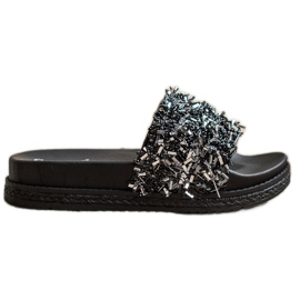 Seastar Mode kristall tofflor svart
