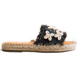 Seastar Espadrilles, flätade flip -flops med skal beige svart