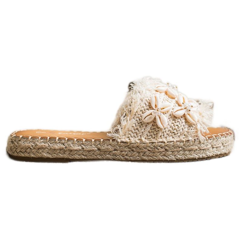 Seastar Espadrilles, flätade flip -flops med skal beige