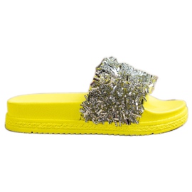 Seastar Mode tofflor i kristall silver- gul