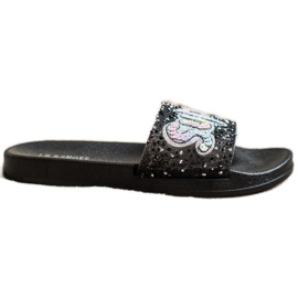 SHELOVET Super paljett tofflor svart