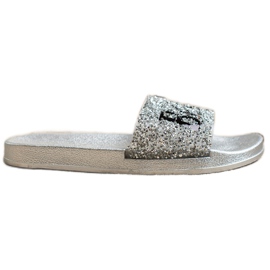 SHELOVET Vackra flip -flops med kristaller silver-