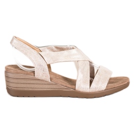S. BARSKI Wedge Sandals S.BARSKI beige gyllene