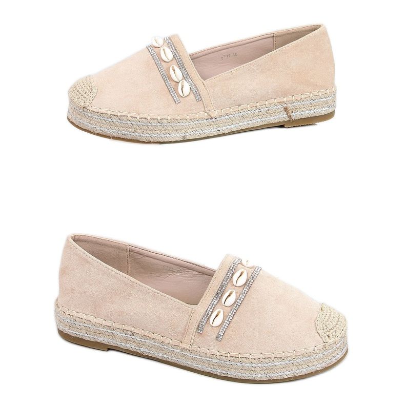 Beige Espadriller med skal 6771 Beige