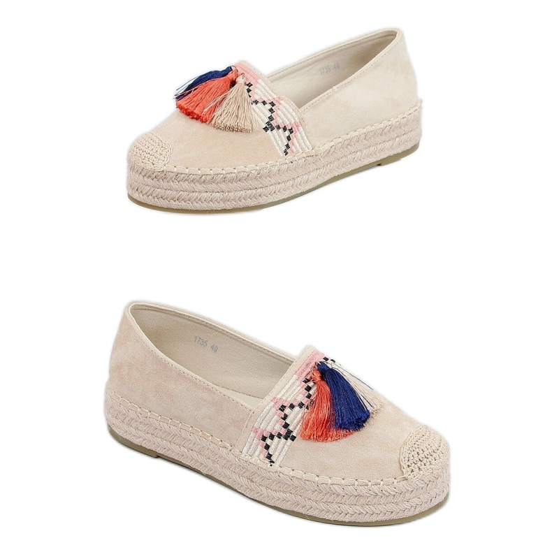 Espadriller med fransar beige 1735 Beige