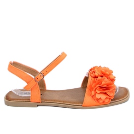 Damsandaler med blommor orange PA-370 Orange