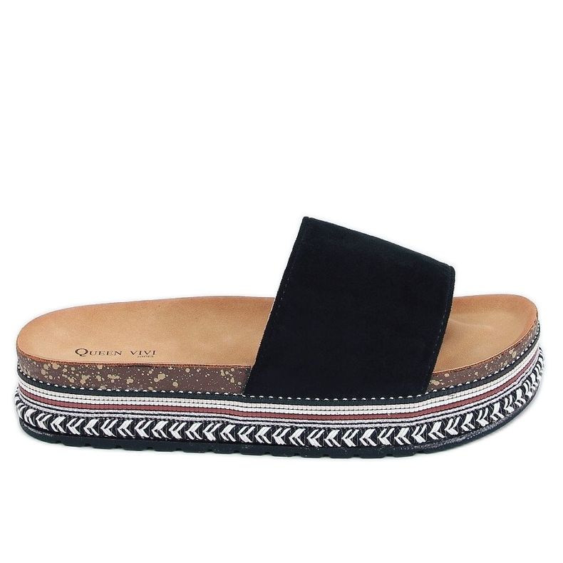 Svarta kork tofflor 218-211 Svart