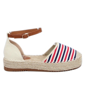 Espadriller med ränder 9R108 Mix beige brun röd marinblå