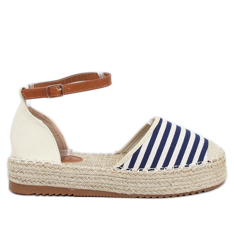 9R108 Blå randiga espadriller beige marinblå