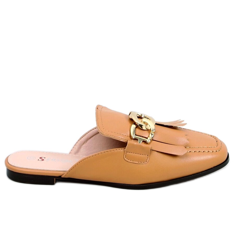 Tofflor mockasiner med kedjekamel T501 Camel brun