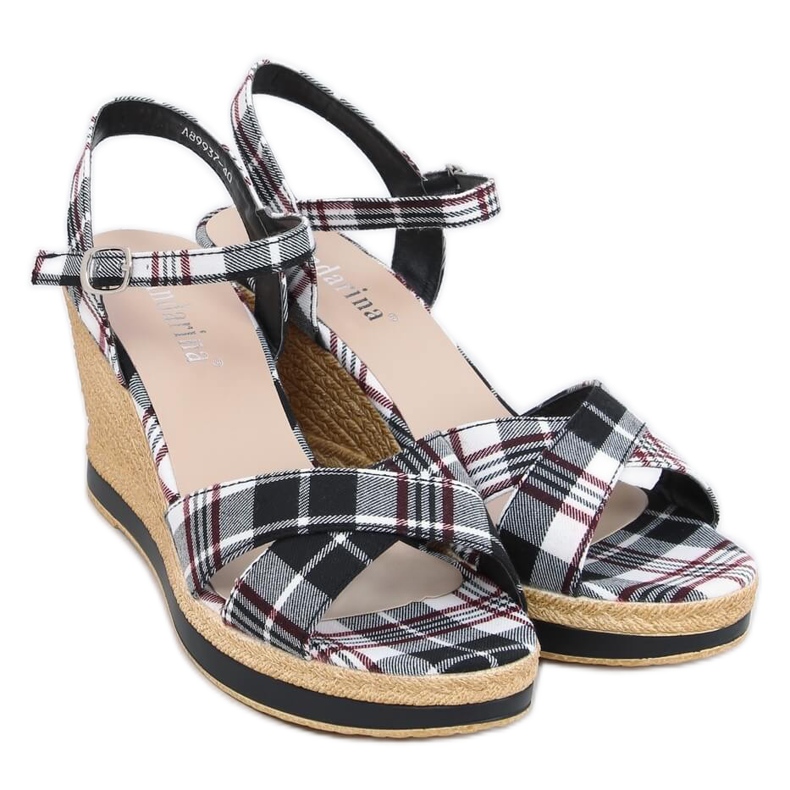 Svart rutiga svarta sandaler A89937 Svart