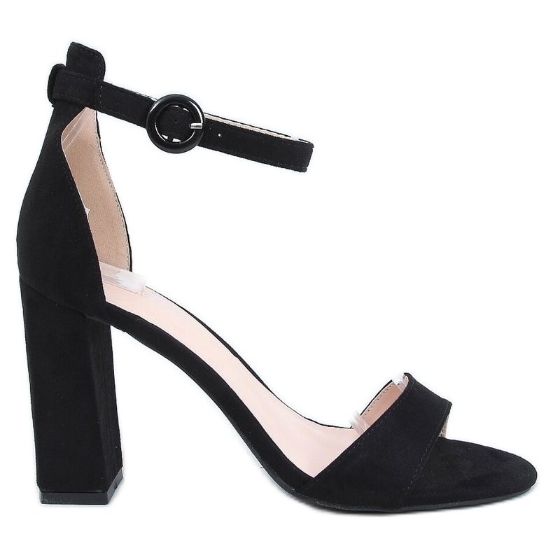 Svarta högklackade sandaler A12-06 Svart